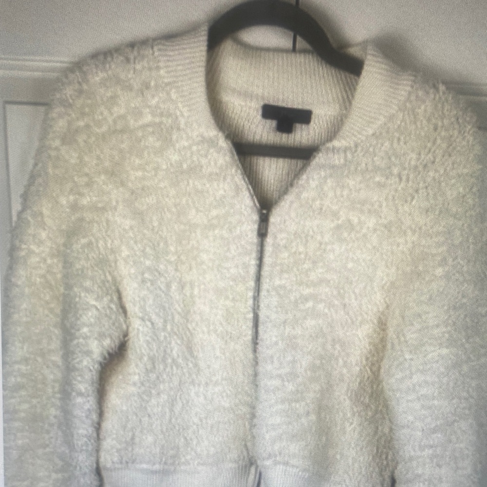 J.Crew Cream Zip Up Cropped Teddy Jacket - Size S